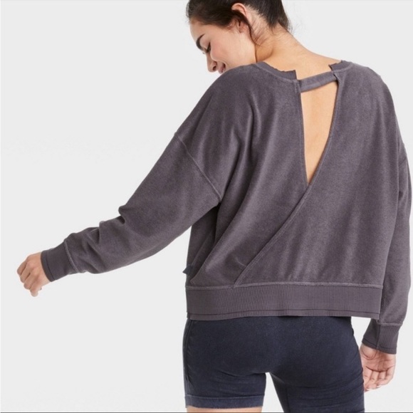 JoyLab Tops - WOMENS Terry Cloth Open Back Pullover
Sweatshirt - JoyLab charcoal nwot
